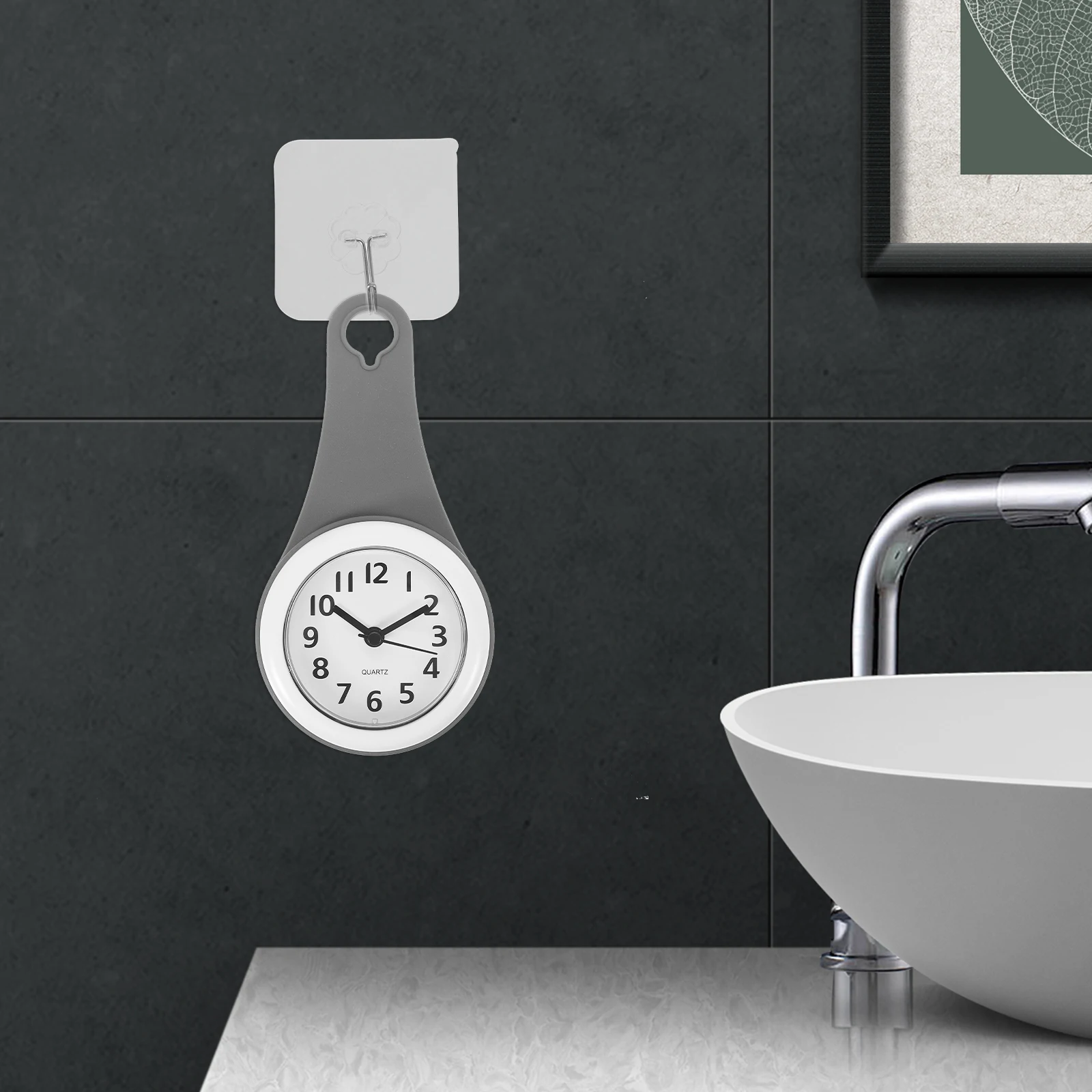 

1pc Waterproof Bathroom Clock Digital Anti-Fog Shower Wall Clock Modern Design Easy Read Grey Decorative Timepiece for Kitchen