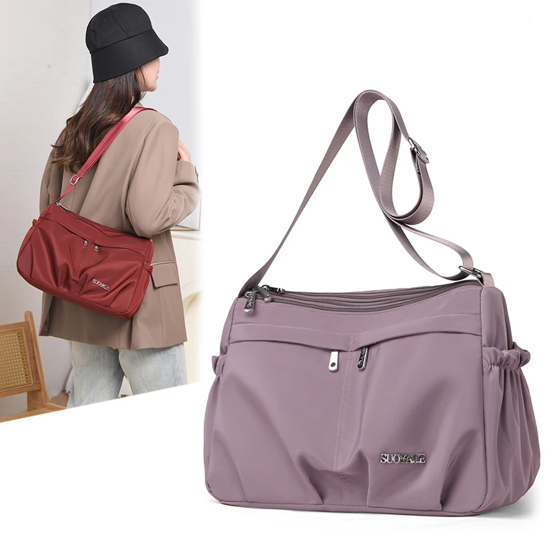 

Повседневная водонепроницаемая нейлоновая сумка через плечо для женщин, большая вместительная многослойная женская сумка через плечо для путешествий, работы, повседневного использования