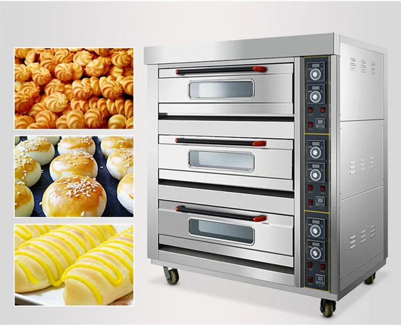 

3 Layer 6 Trays Commercial Electric Bread Pizza Cake Baking Drying Ovens Egg Tart Chicken Biscuit Cookie Bakery Oven for Sale