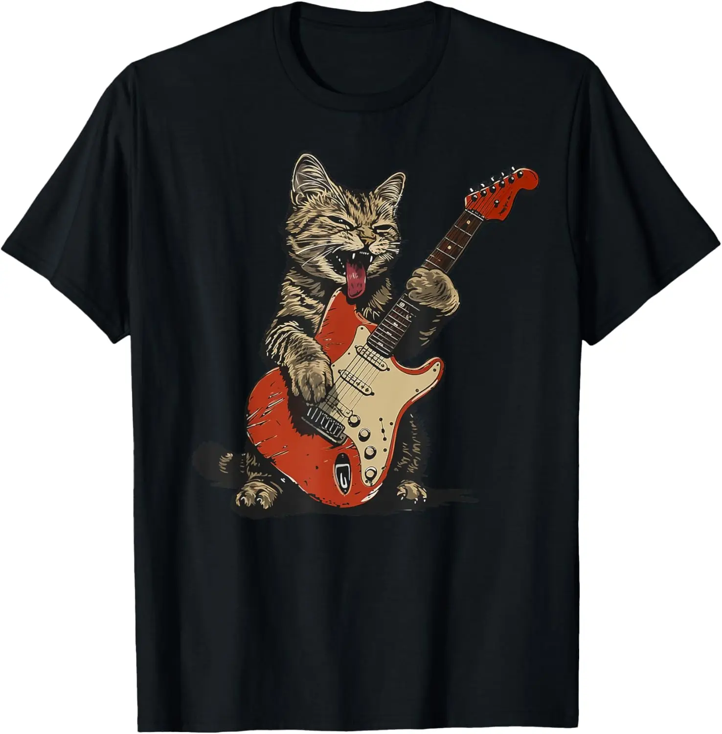 Rock and Roll Guitar Cat Vintage ROCK Guitarist Cat T-Shirt