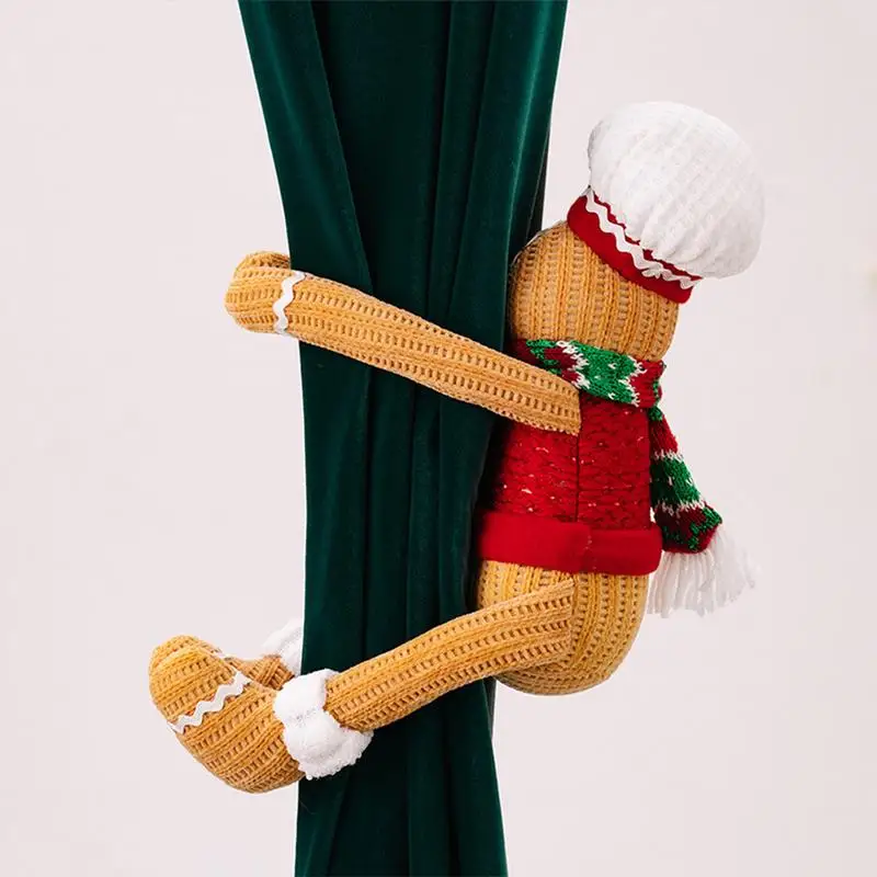 Christmas Drapes Tiebacks Gingerbread Man Hugger Drapes Tiebacks Decor Lively and Cute Decorative Drapes Holdbacks for Drape