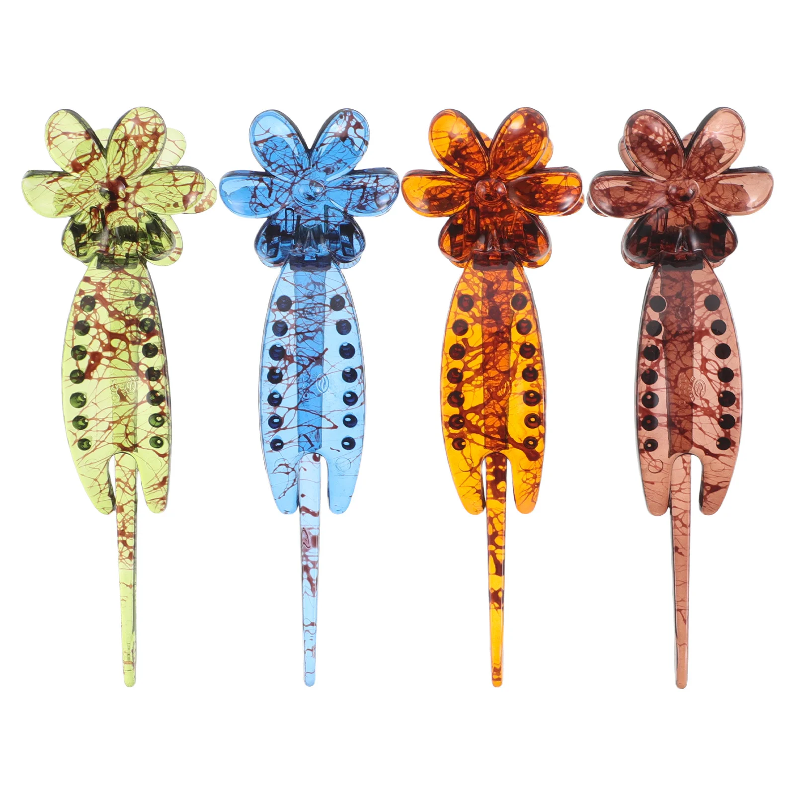 

4Pcs Vintage Decorative Hair Pins Secure Low Bun Petal Top Clips Stylish Lightweight Accessories for Women Special Events