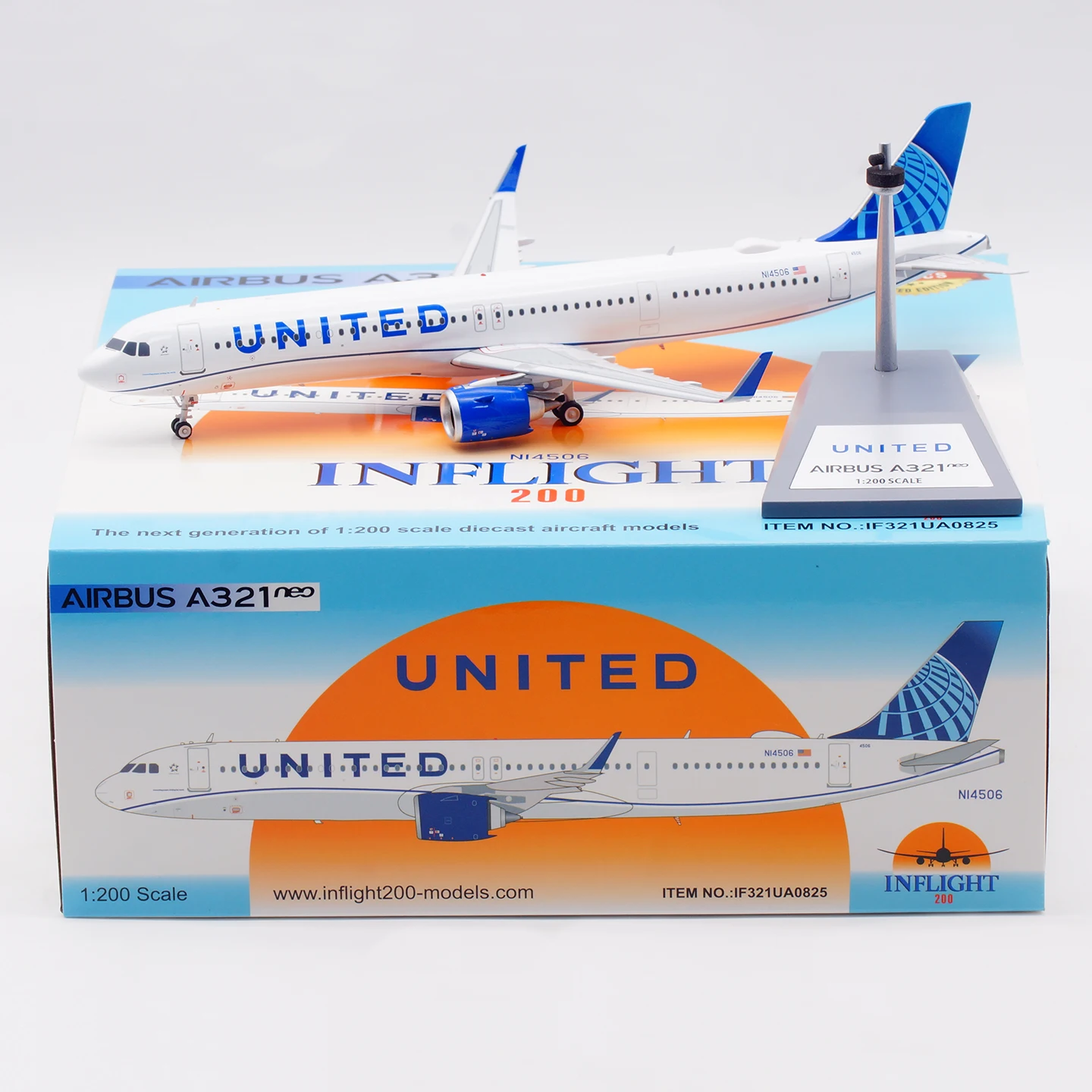 

IF321UA0825 Alloy Collectible Plane INFLIGHT 1:200 UNITED AIRLINES "StarAlliance" Airbus A321neo Diecast Aircraft Model N14506