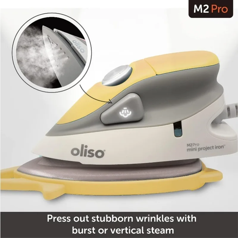 Oliso M2 Mini Project Steam Iron with Solemate - for Sewing, Quilting, Crafting, and Travel | 1000 Watt Dual Voltage Ceramic