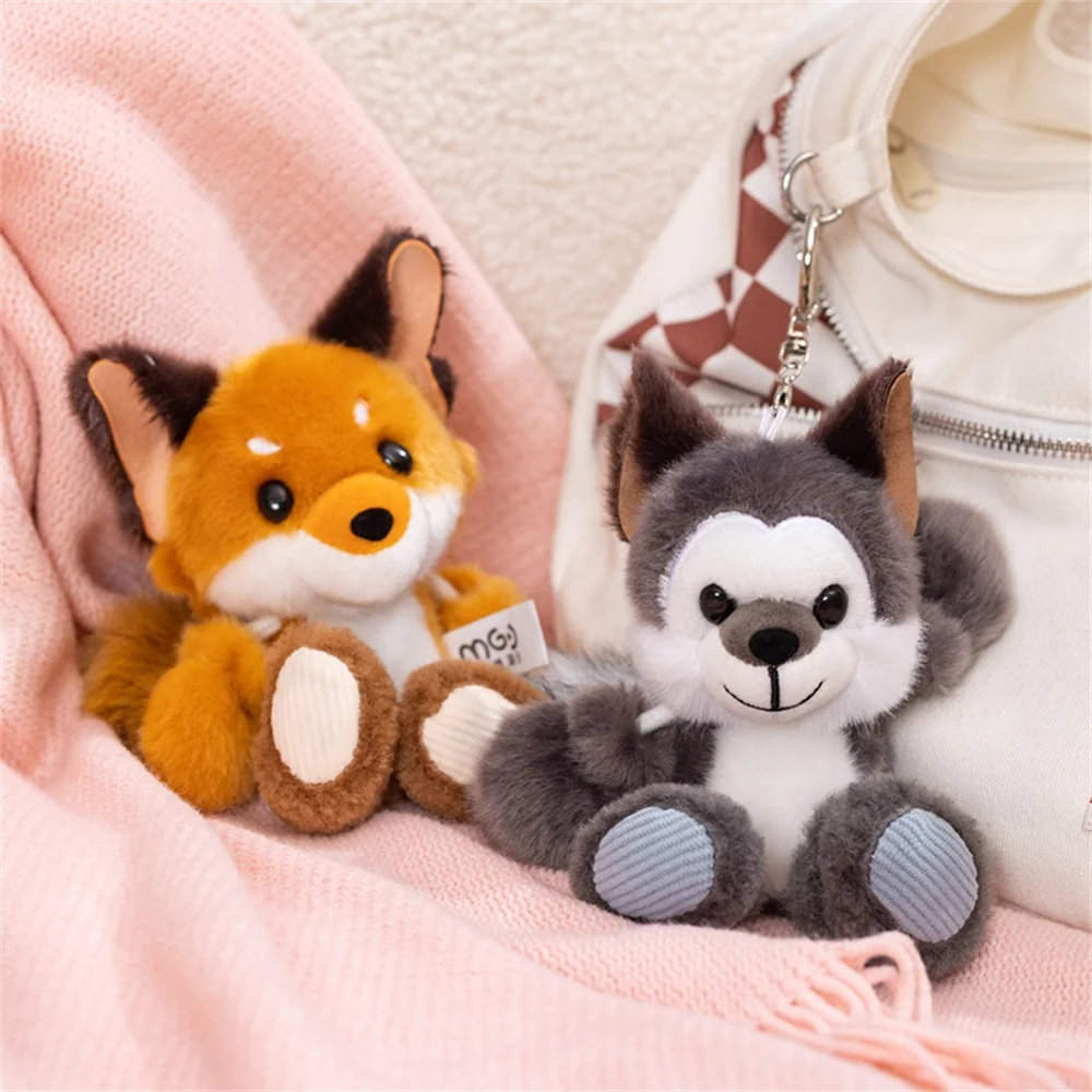 Lindo Llavero de Peluche de la Serie Allen: Zorro, Lobo, Perro, Ardilla - Muñeco de Peluche de Animal de Dibujos Animados, Colgante para Mochila, Regalo para Niños