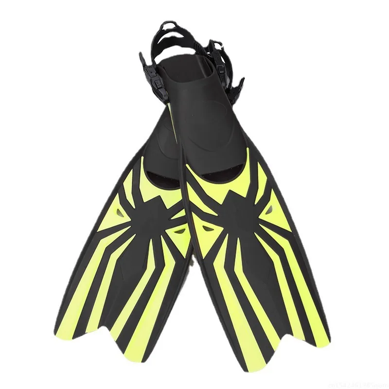 Mid-length Adjustable Spring Fin Scuba Diving Straps Fins Adult Swim Shoes Silicone Long Snorkeling Monofin Spider Pattern