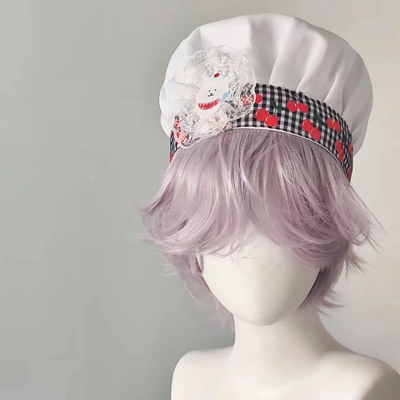 

Original Cooking Bear Chef Hat Cute Cherry Bear Lace Hat Cosplay Lolita Photo Props Accessories