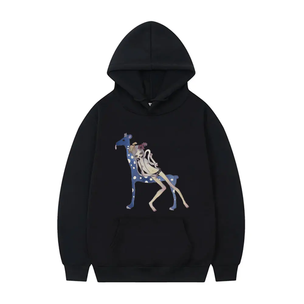 Yoshitomo Nara Aya Takano Cute Girl Giraffe and Snake Print Hoodie Men Women's Oversized Sweatshirt Male Funny Cartoon Hoodies