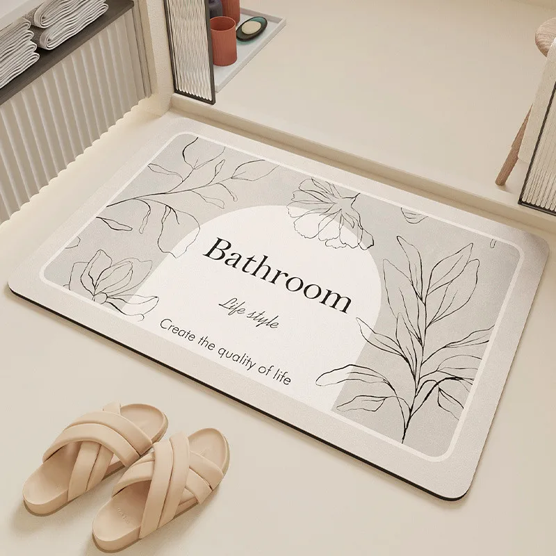 

Bathroom Quick Dry Silicon Dendroid Mat Door Mat Anti Slip Toilet Carpet Pad Home Use Square Floor Mat Leaf Pattern Machine K...