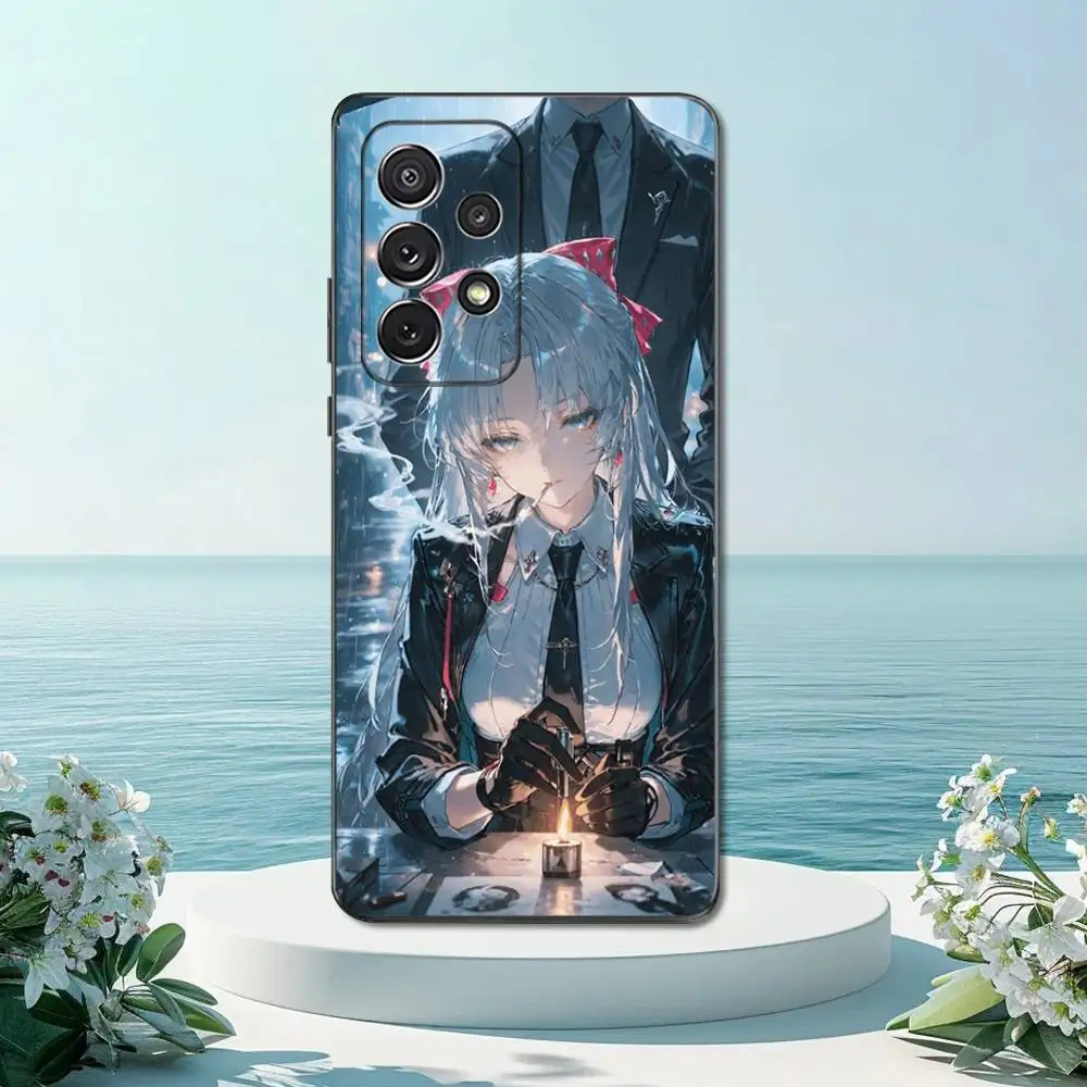 Casing Ponsel W-Wuthering Waves C-Carlotta untuk Samsung S22,S21,S20,S10,S9,S25,S24,S23,Ultra,FE,Plus,Lite, Sampul Hitam Silikon Lembut