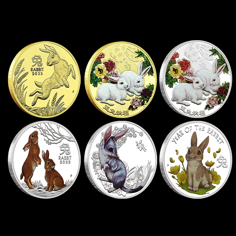 

2023 Year of Rabbit Gold or Silver Plated Coin Brand New 1 Ounce Challenge Coin Paint Baking Process Collectibles Holiday Gift
