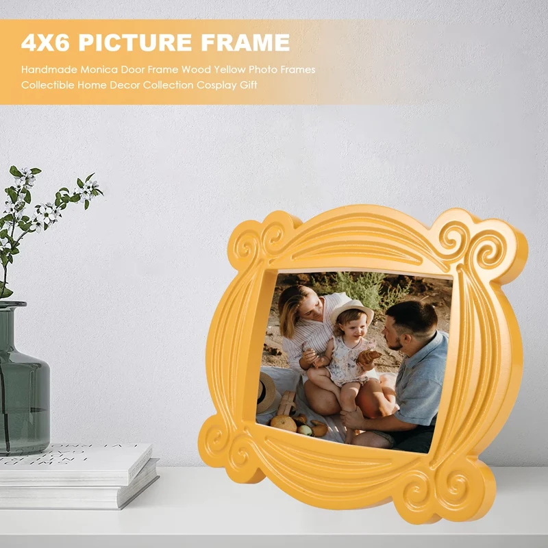 Handmade Monica Door Frame Wood Yellow Photo Frames Collectible Home Decor Collection Cosplay Gift