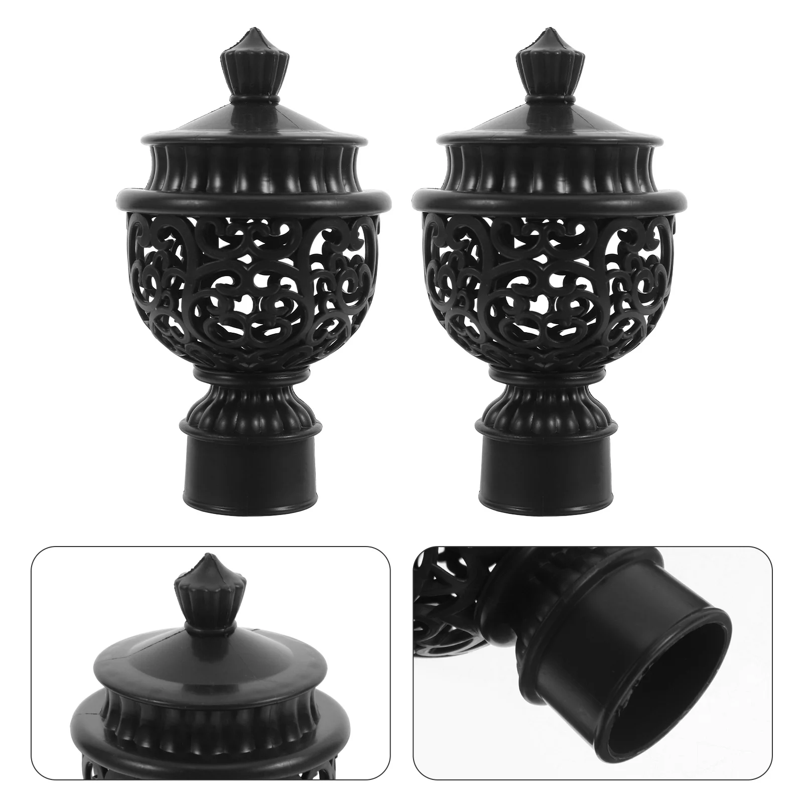 

12Pcs Plastic Curtain Rod End Caps Hollow Silver Decorative Drapery Pole Finials Roman Rod Replacement for Window Curtains