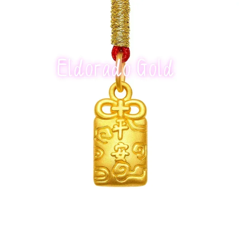 

Золотой кулон Eldorado Gold New 3D из твердого золота 999 пробы, 24K, из желтого золота, с символом Пин Ань, для детей