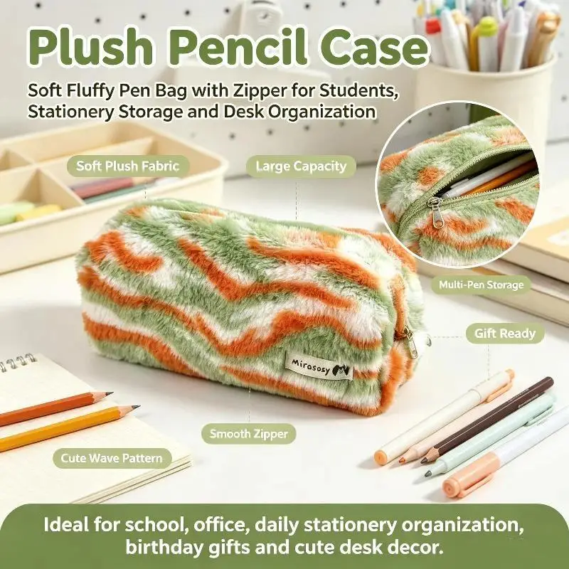 Cute Pencil Case Carrot Element Large Capacity Pencil Bag Storage Bag Stationery Bag For Students
