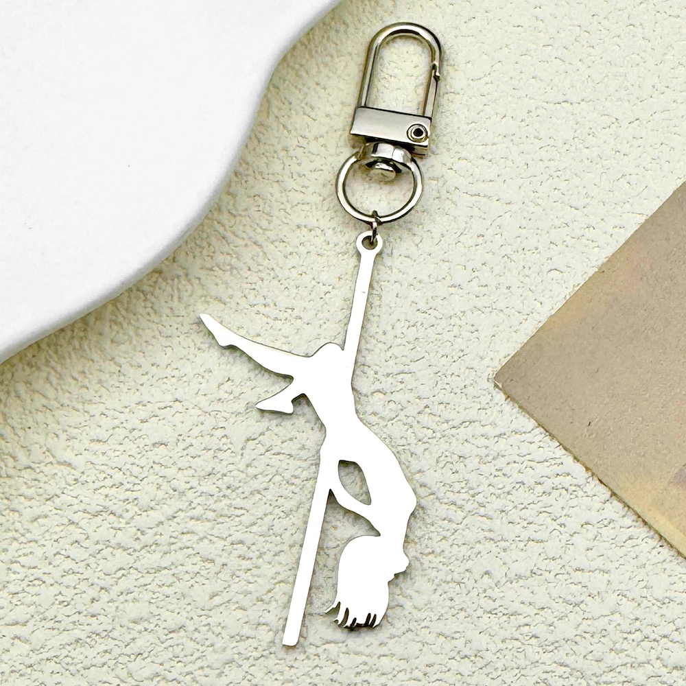 Pole Dance Mädchen Musical Schlüsselanhänger Für Frauen Männer Edelstahl Pu Leder Tasche Charme Kunst Liebhaber Schlüsselanhänger Schmuck Geschenke – Detail 4