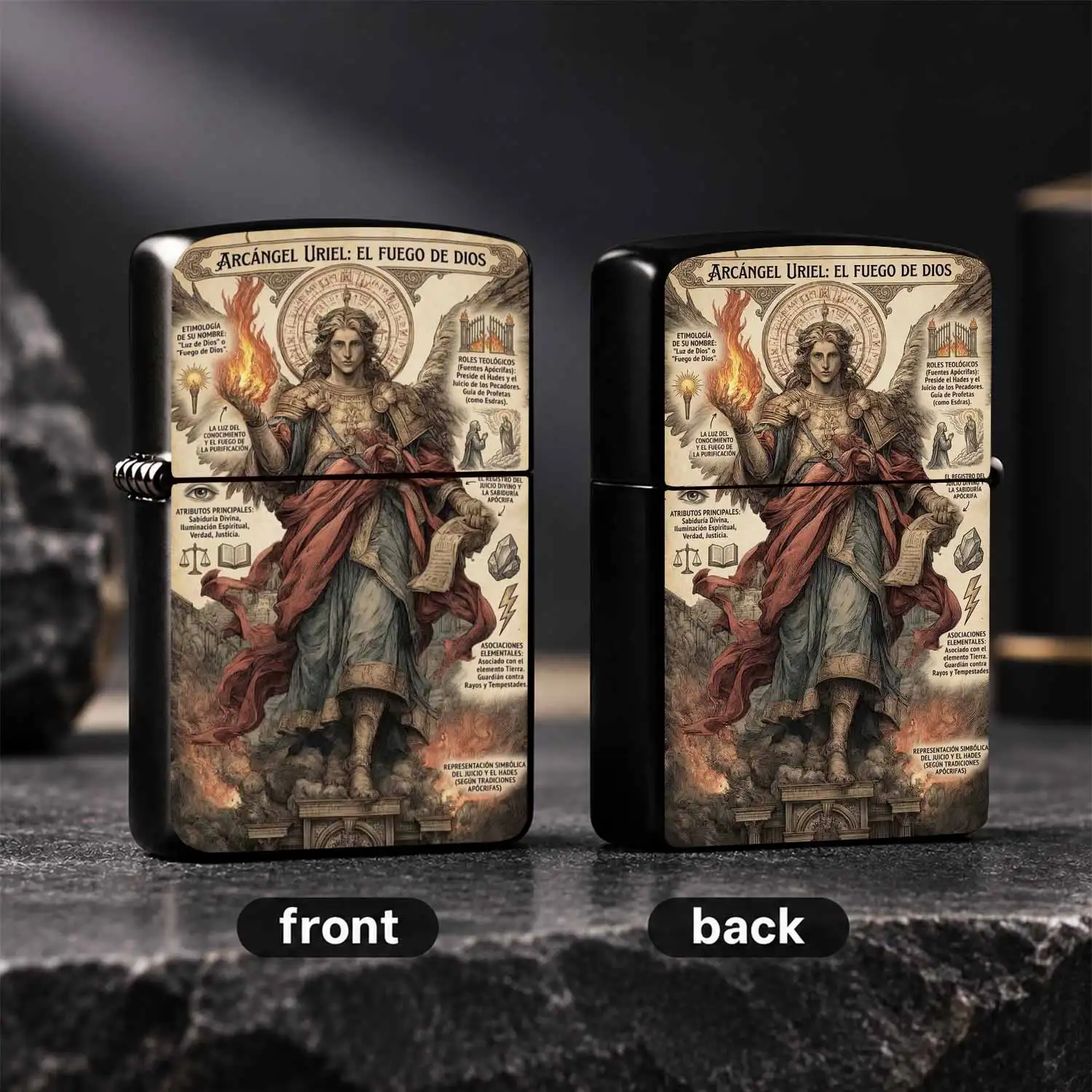 Vintage Archangel Uriel Theof God Themed Portable Igniter, Apocrypha Myth Art Decorated Practical Accessory, Multi-scenario Usable Unique Artistic Daily Gadget for Gifting and Personal A Humorous And Interesting Lighter