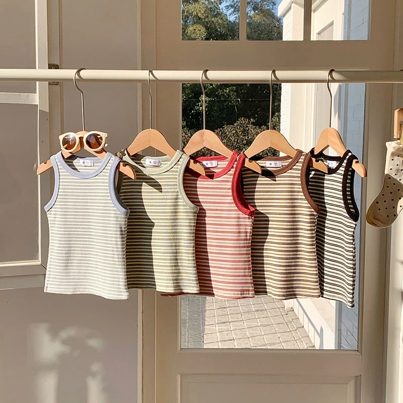

Striped Children's Fashion Girl´s Vest Child Baby Girl Top Clothing Toddler Kids Girls Clothes 1-8Yrs
