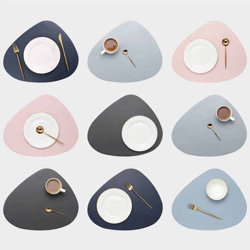 

PU Placemats for Tableware Waterproof Non-Slip Coaster Leather Place Heat Insulation for Kitchen Accessories Pad Cup Wine Mat