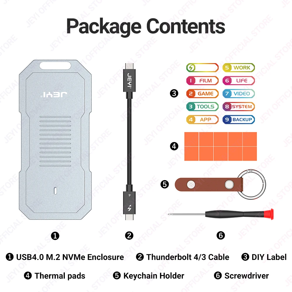 Imagem -06 - Jeyi-gabinete de Alumínio Nvme tipo c Usb 4.0 2280 Ssd Case Compatível com Thunderbolt Usb 3.2 3.1 40gbps M.2