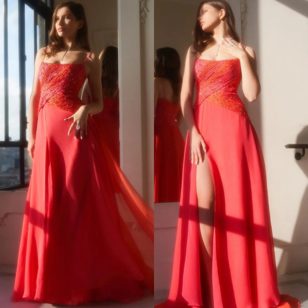 

Customized Luxury Red Jersey Homecoming Dress Elegant Strapless Spaghetti Straps Beading Panel Train Zipper Back Robe de soirée