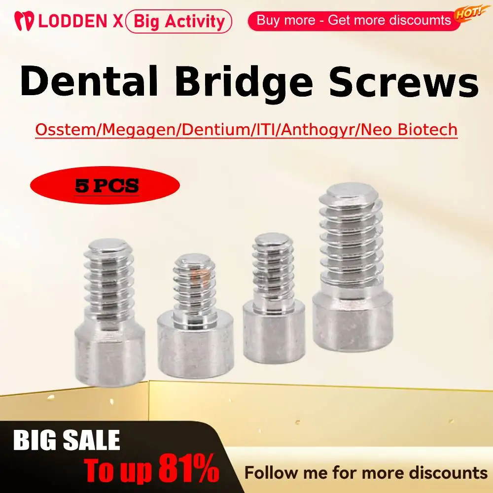 5PCS Lodden Dental Bridge Screws Materials MultiUnit Material for Osstem/Megagen/Dentium/ITI/Anthogyr/Neo Biotech
