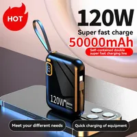50000mAh Portable Power Bank PD120W Detachable USB to TYPE C Cable Two-way Fast Charger Mini Powerbank for iPhone Xiaomi Samsung
