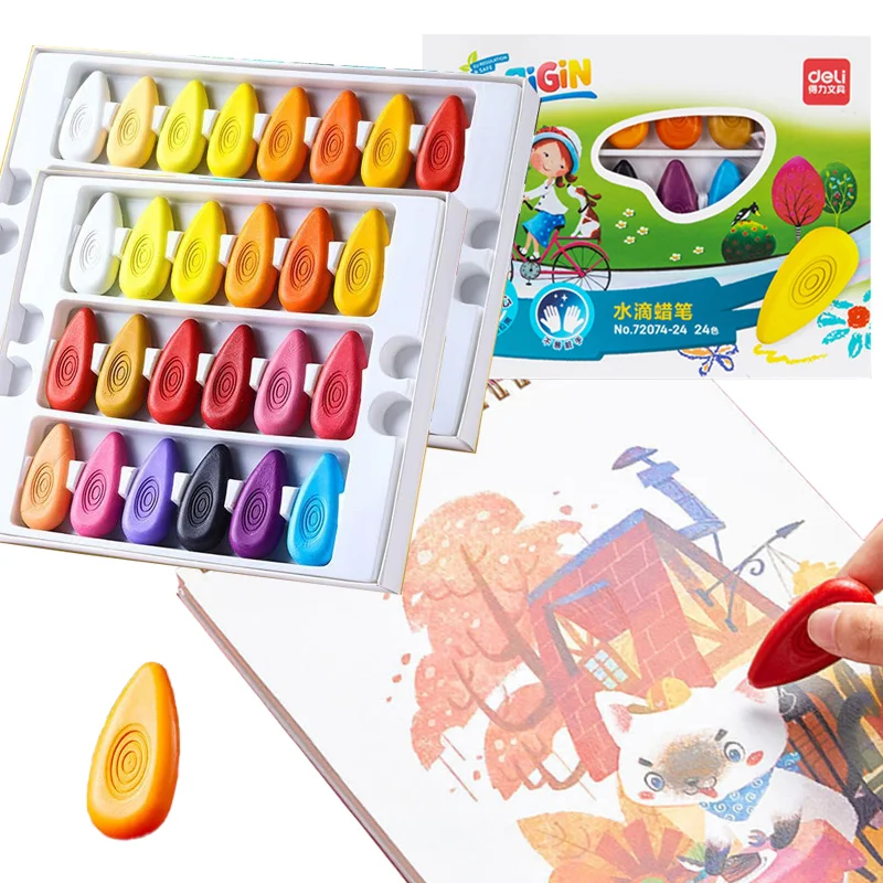 12/24/36/48 Colored Water Drop Shape Oil Pastel Crayon Set Brightly Colored Washable Children's Graffiti Enlightenment Education