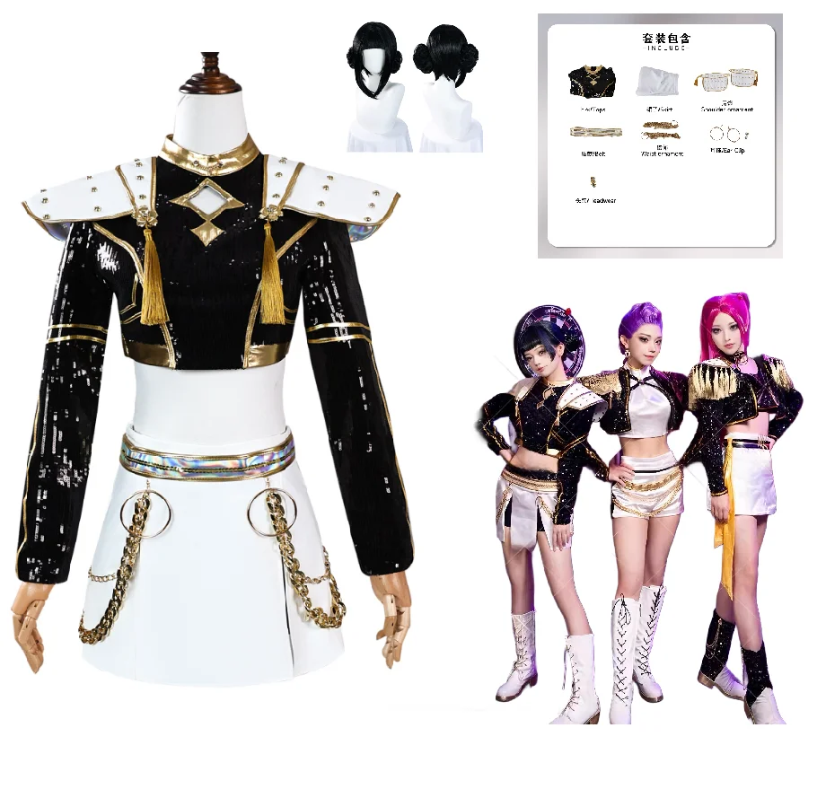 

Movie HUNTR X Kpop Demon Hunters Zoey Rumi Mira Cosplay Costume Wig Uniform Halloween Party Dress for Women Comic Con Anime