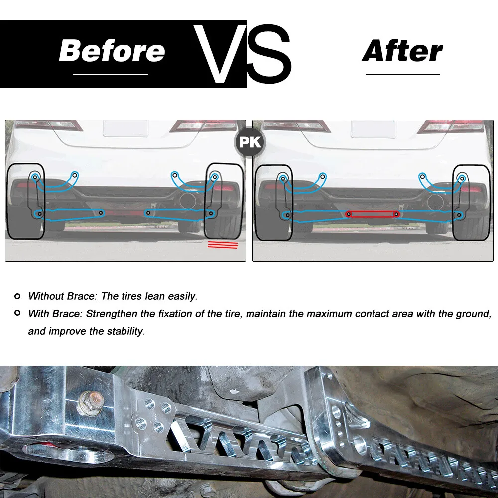 Rear Lower Billet Aluminium Control Arm Kit + Subframe Brace Sliver For 1996-2000 Honda Civic EK