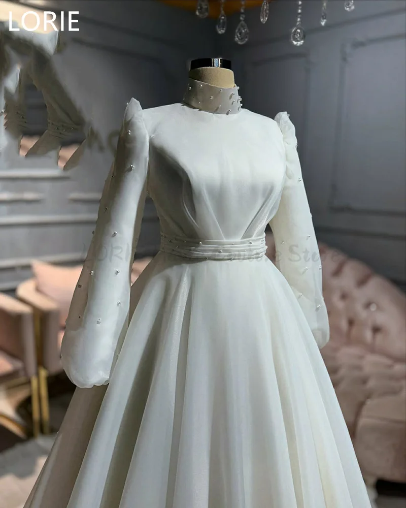 LORIE-vestido de novia elegante de princesa, corte en A, apliques de cuentas, vestidos de novia de Arabia Saudita, vestido de novia modesto personalizado 2025