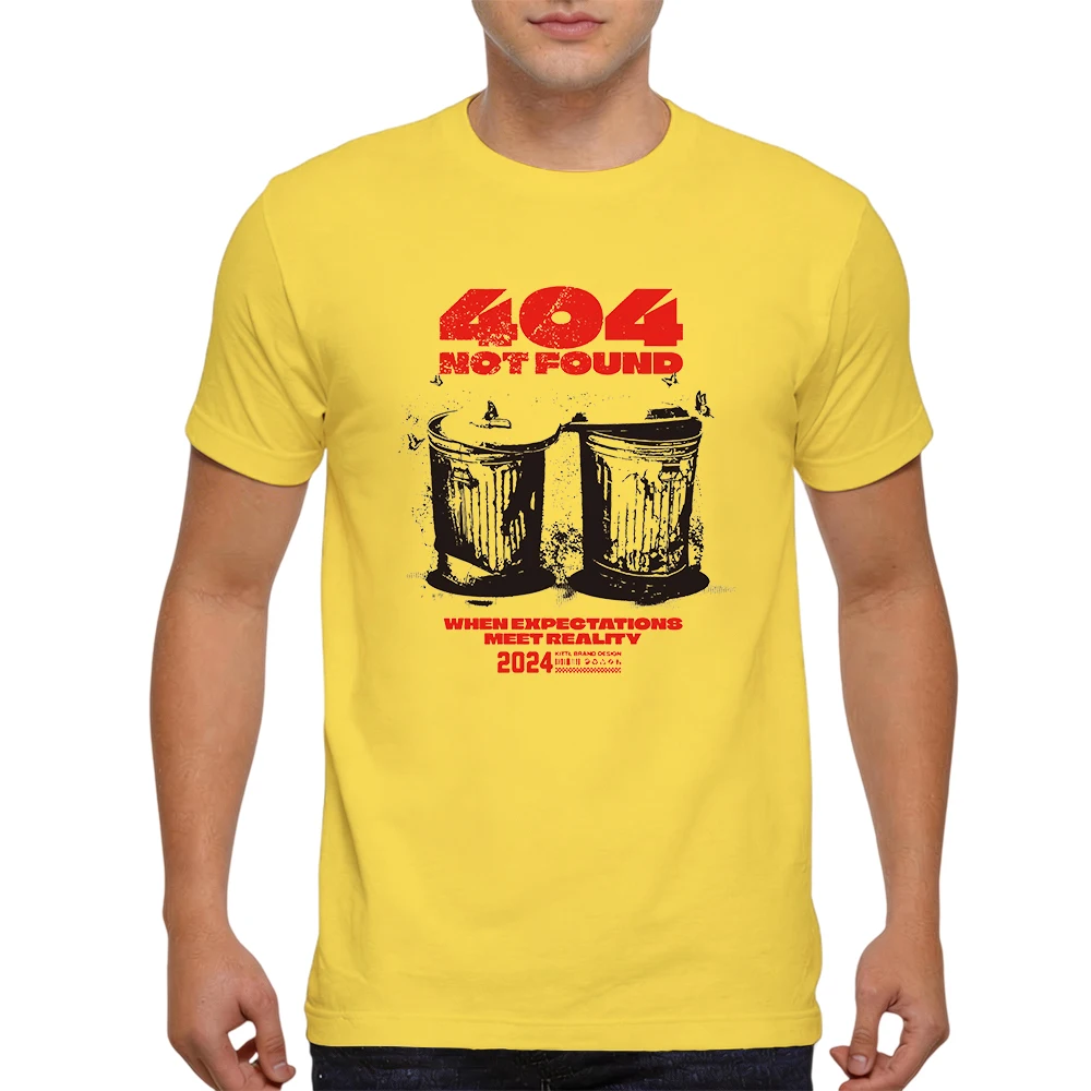Mens 100% Cotton T Shirt 404 Not Found Trash Cans Vintage Distressed Tech Humor Print Breathable Short Sleeve Casual Daily Tee