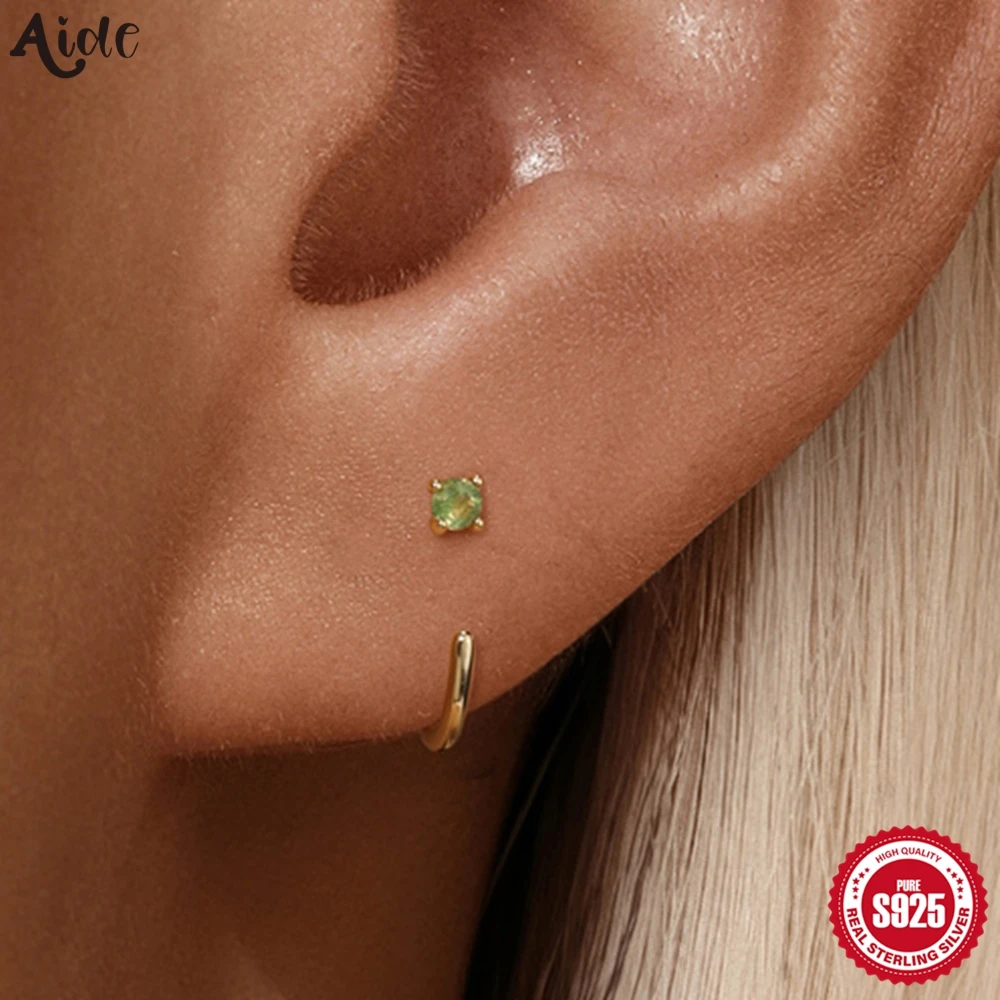 Aide 925 Sterling Silver Classic C-Type Stud Earrings, Cartilage Earrings, Petite & Delicate,Minimalist Handmade Jewelry Gifts