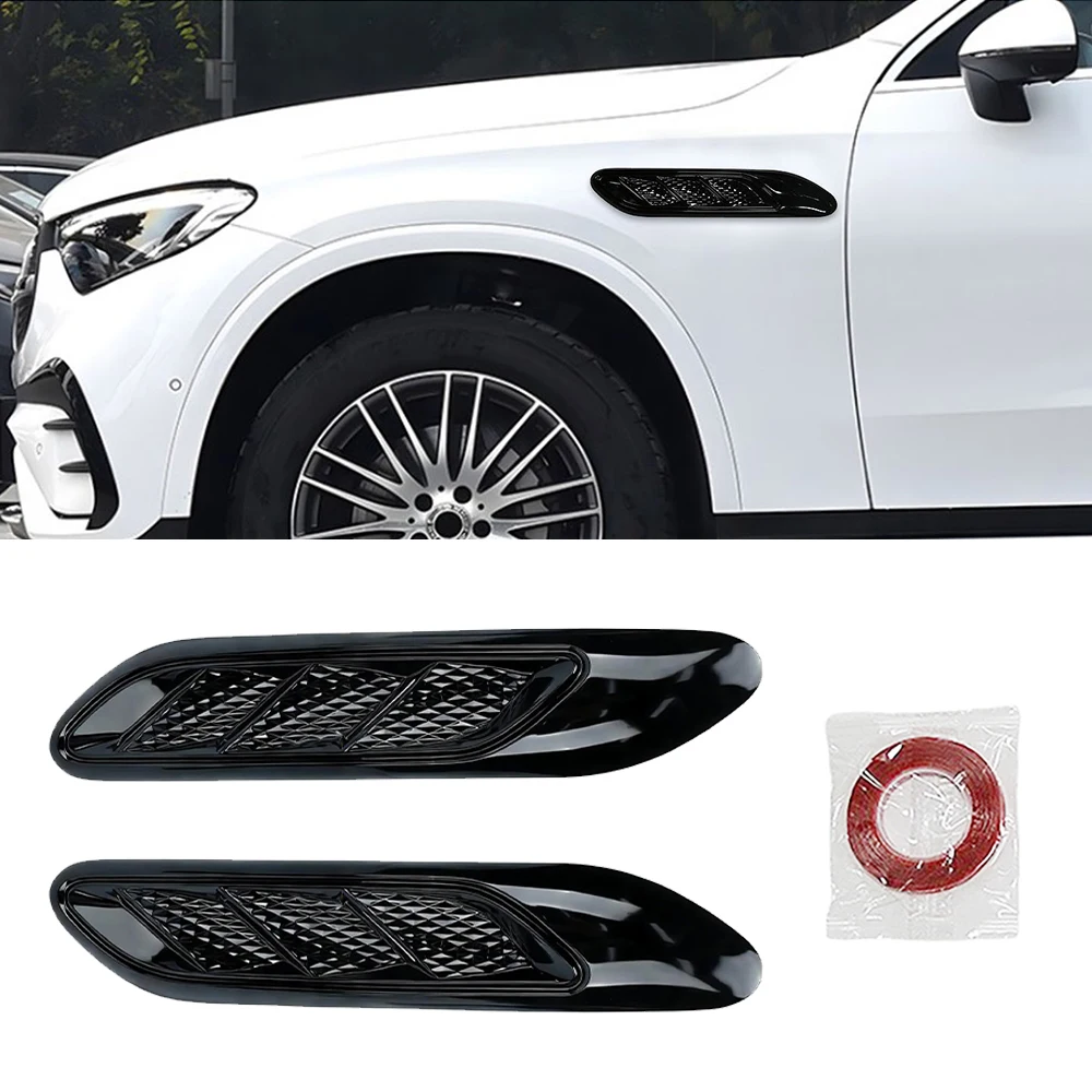2Pcs Universal Car Side Air Intake Outlet Strip Waterproof Simulation Hood Fender Vent Cover For BMW Benz Car Styling Decoration