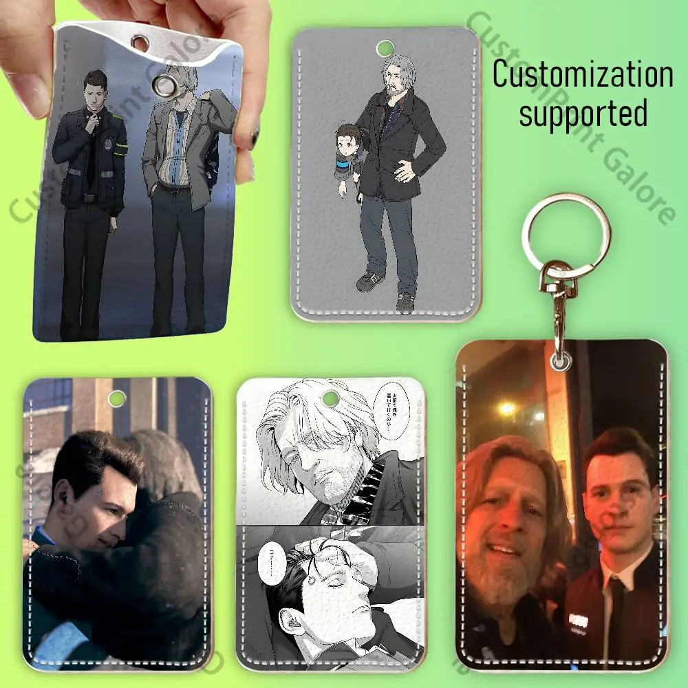 Hankcon Hank Connor D-Detroit Custom Access Card Case Leather Card Holder Keychain Key Ring Transportation Card Case Gifts