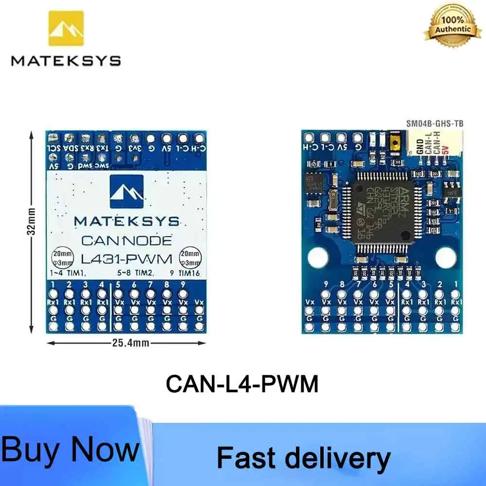 Mateksys CAN-L4-PWM L431-PWM DroneCAN to PWM Adapter 9CH PWM 8CH Dshot AP_Periph for ArduPilot VTOL Fixed Wing Drone Accessories