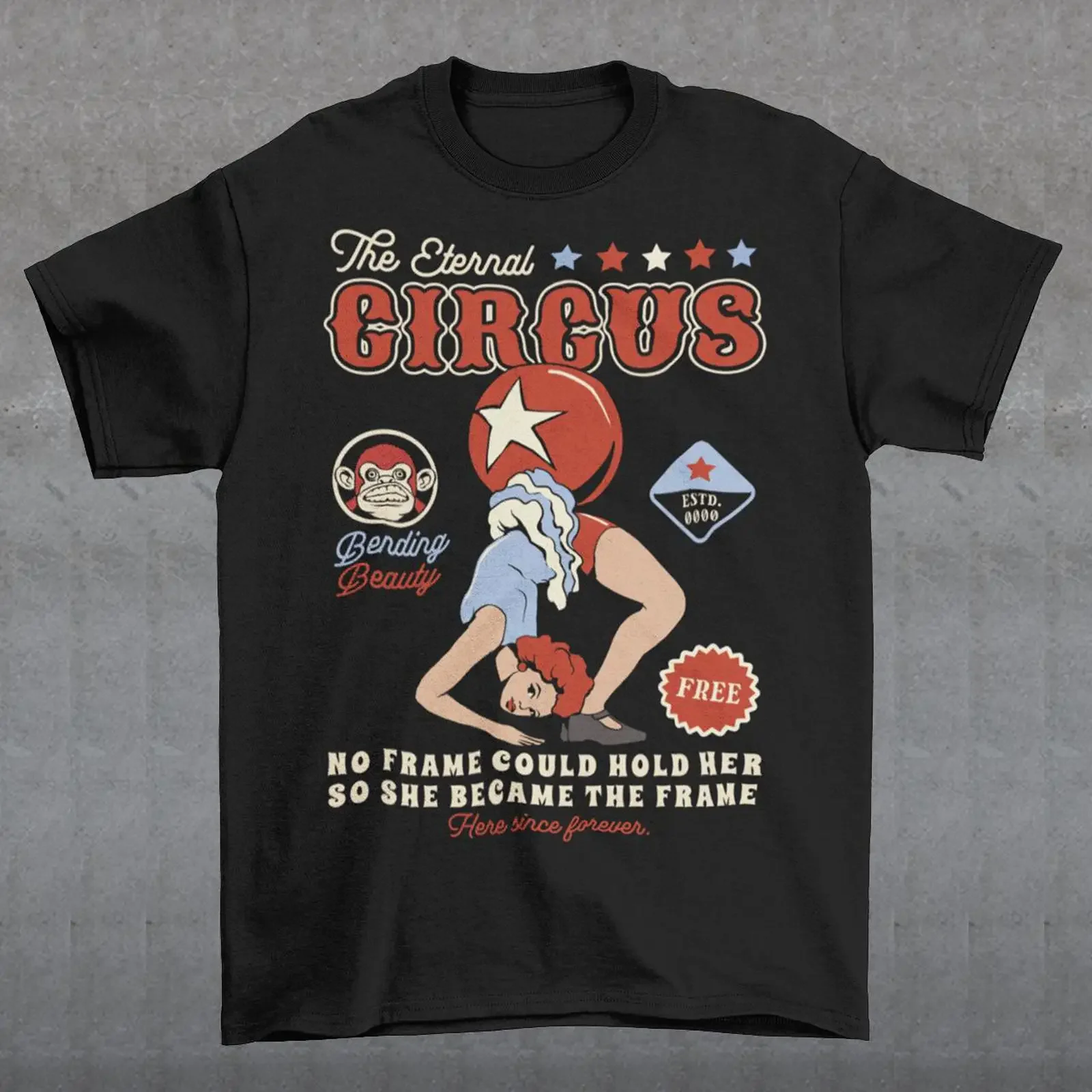 The Eternal Circus Contortionist T Shirt vintage Washed Slightly designer clothes Versatile homme Top For Everyday Wear Unisex
