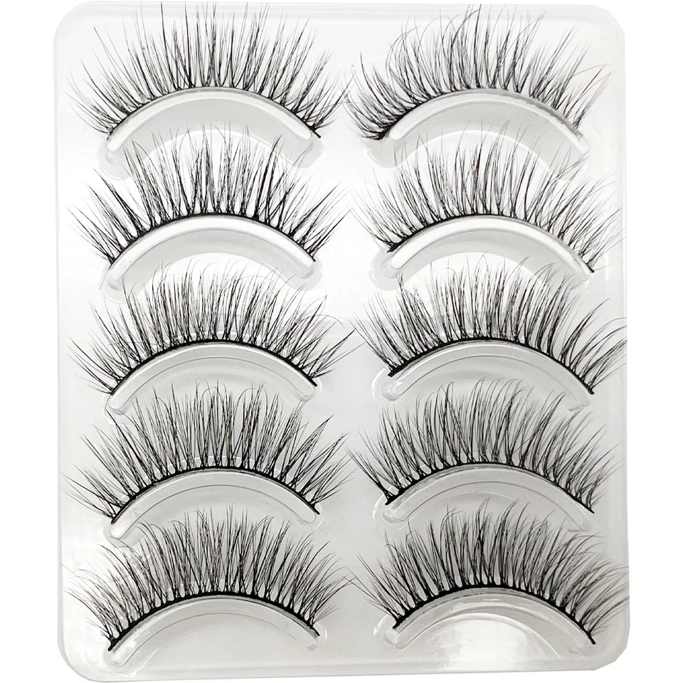5 Pares de Pestañas Ojo de Gato con Maquillaje Fino y Natural, Rollo D 12-17mm 3D Naturales, Pestañas Postizas en Múltiples Piezas, Suaves 5