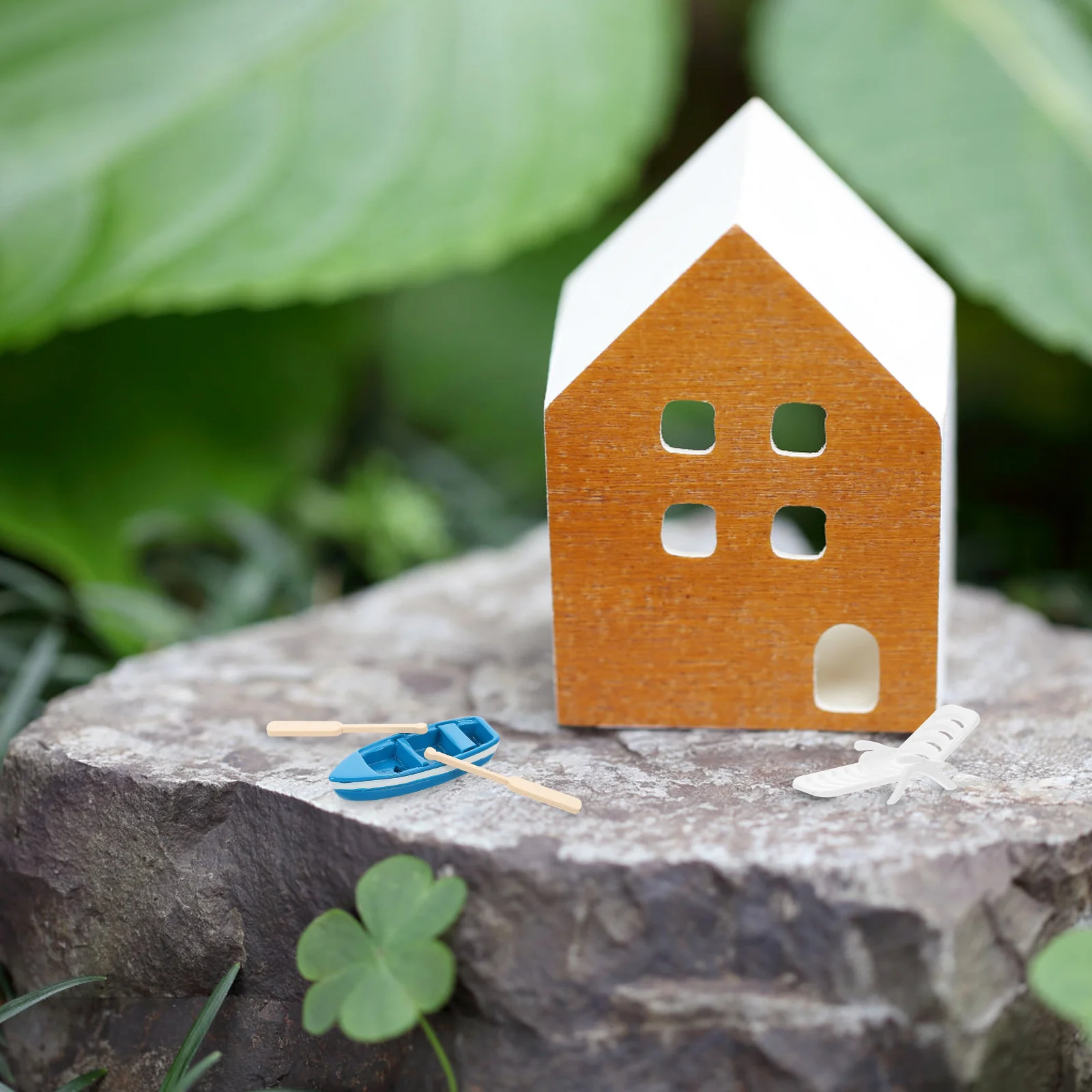 

Mini Beach Decorations Miniature Ocean Theme House Statuette Eucalyptus Dollhouse Accessories