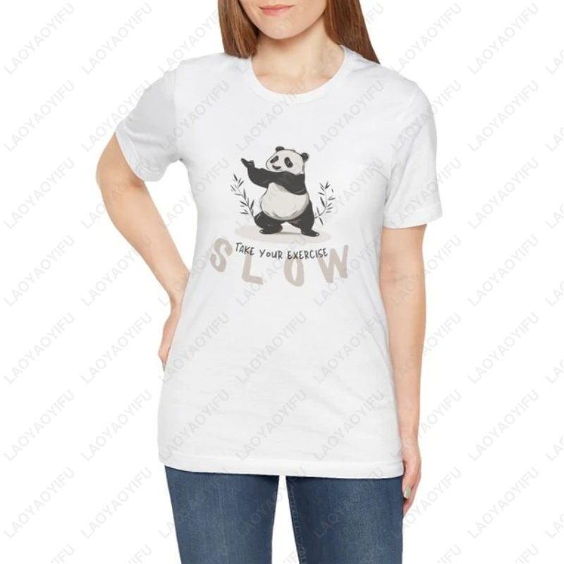 

Мужские и женские топы Tai Chi Exercise Slow, креативная футболка с рисунком панды, кунг-фу, высококачественные хлопковые забавные футболки Kawaii