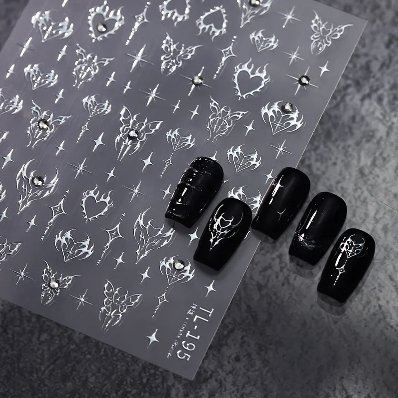 1pcs 5D DIY Self-Adhesive Slider Accessories Diamond Butterfly Nail Art Stickers Holographic Butterfly Nail Decorations Decals