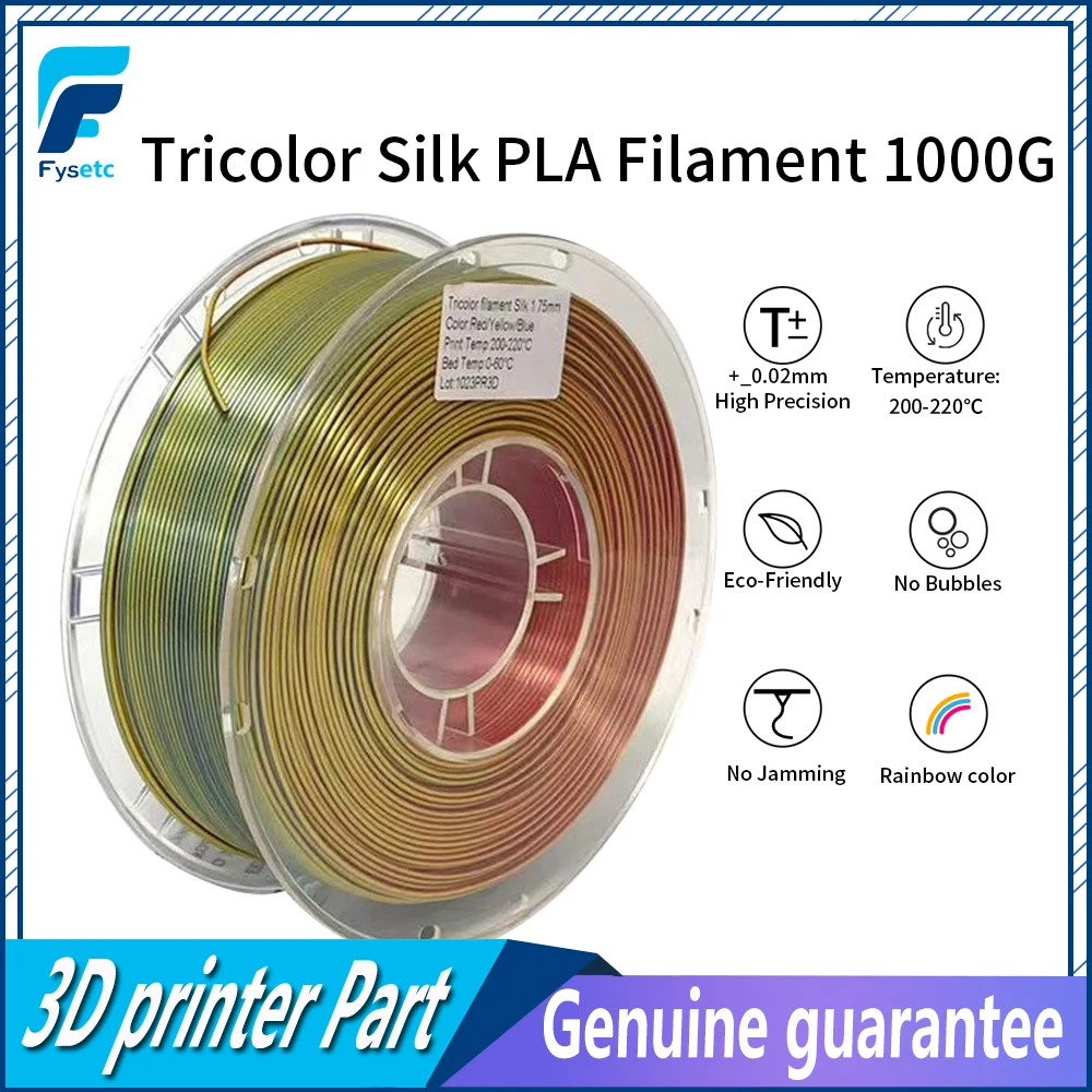 FYSETC 1KG Silk PLA Filament 1.75mm For FDM 3D Printing Material Tri-color/Solid Color Colorful Filament 3D Printer Accessories