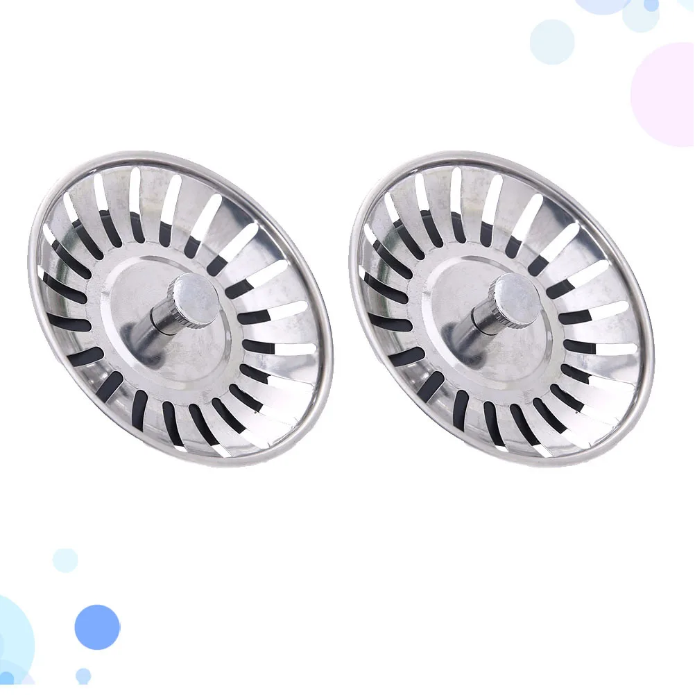 

2Pcs Kitchen Sink Strainer Stainless Steel Filter Waste Plug Drain Stopper Basin Sink Durable Easy Install Waste Plug