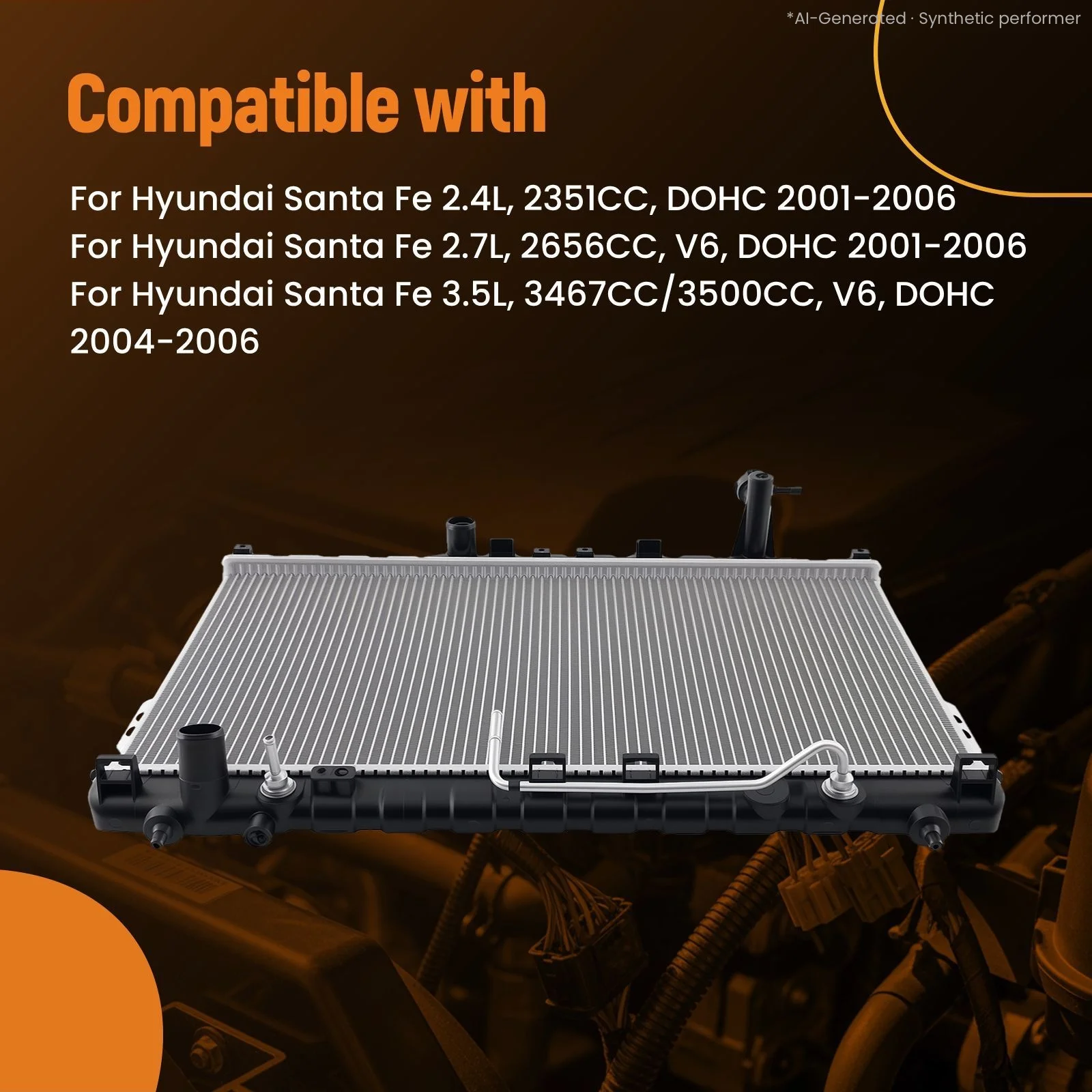 Cooling Radiator Assembly for Hyundai Santa Fe 2.7L V6 01-06 HY3010119
