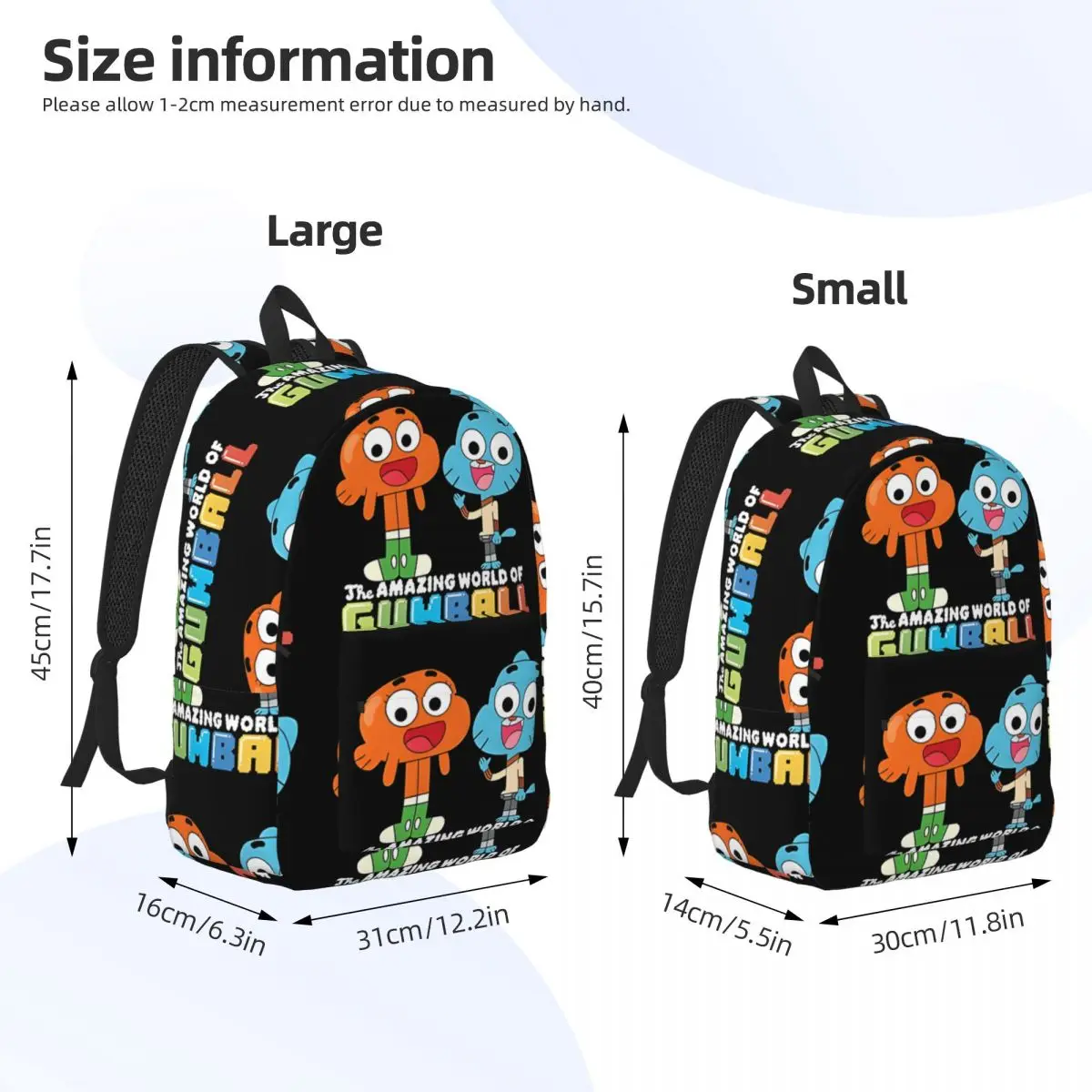 And Darwin Greet Kindergarten Bag Gumball Girl Kid Versatile For School For Gifts Retro Washable Schoolbag