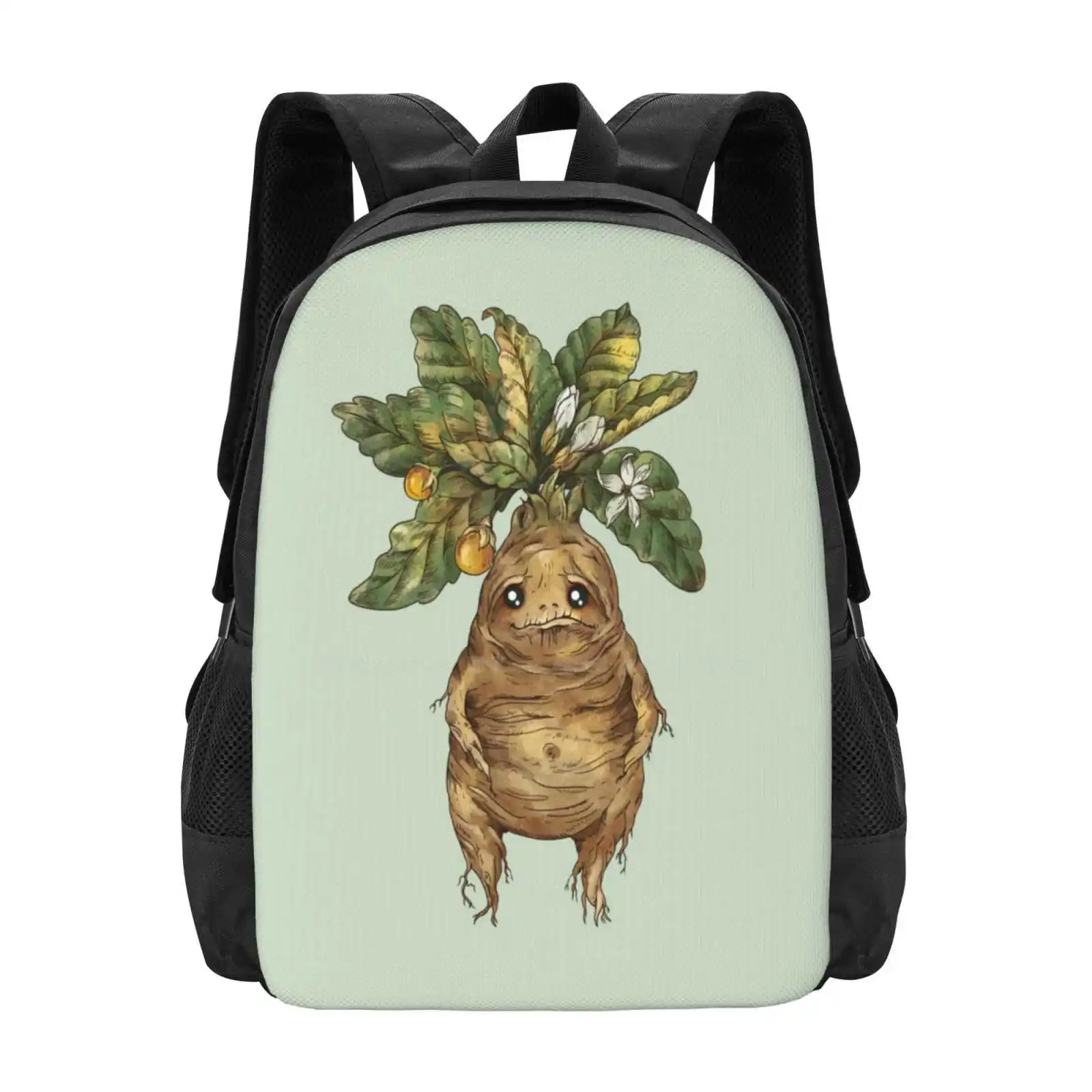 Cute Mandrake With Kawaii Eyes Hot Sale Schoolbag Backpack Fashion Bags Herbs Harry Herbology Plants Hp Legacy Magical Wizard