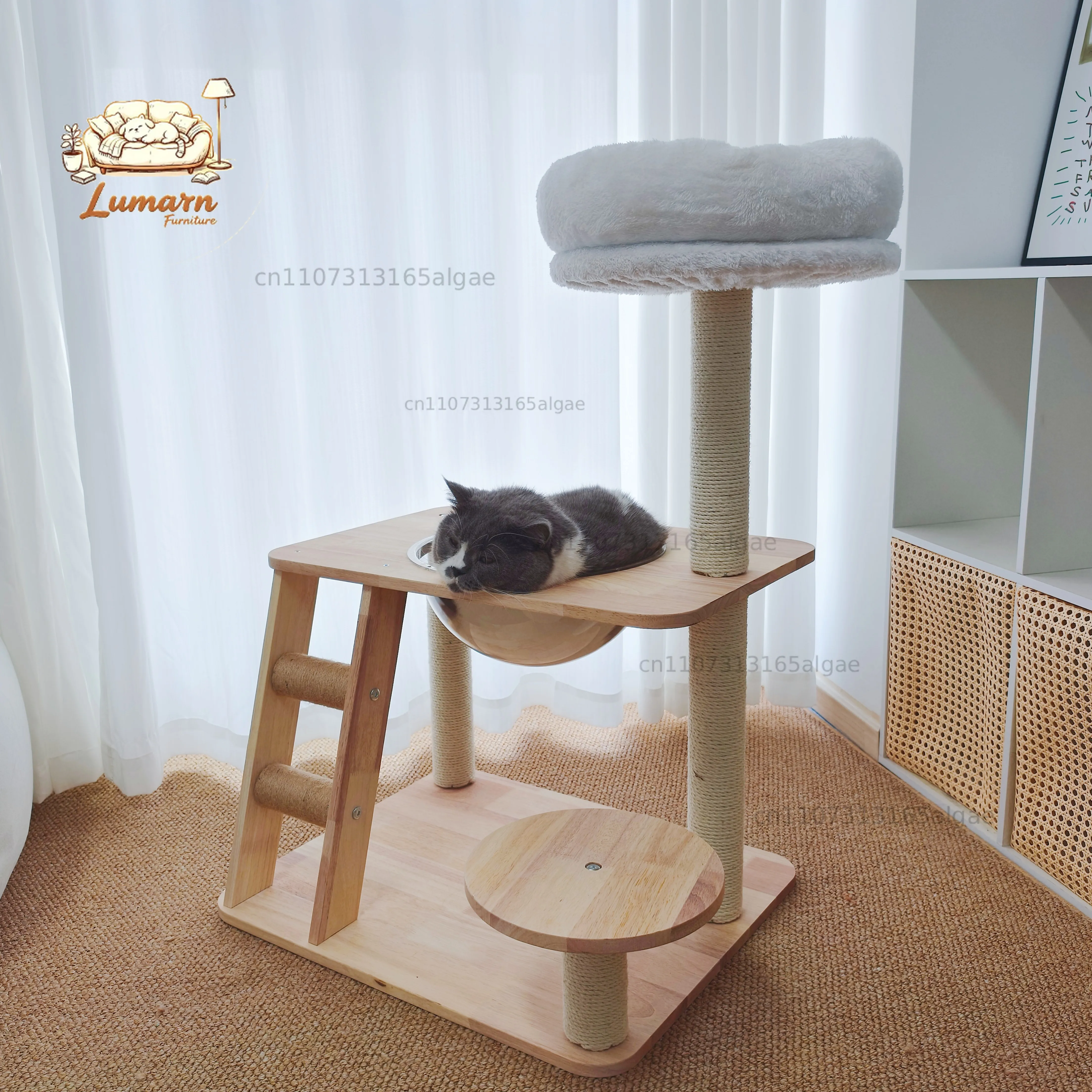 Solid wood cat climbing frame integrated small