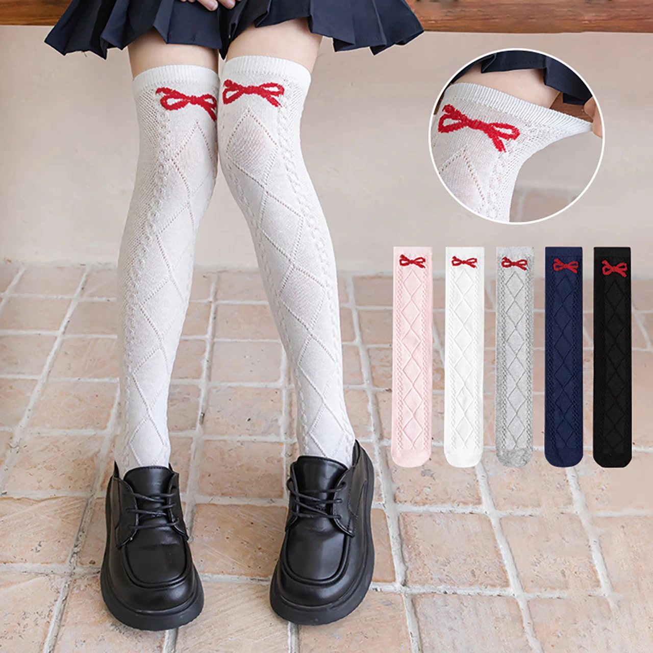 

Детские летние сетчатые гольфы выше колена с бантом в стиле Лолита, противомоскитные, для девочек 3-8 лет