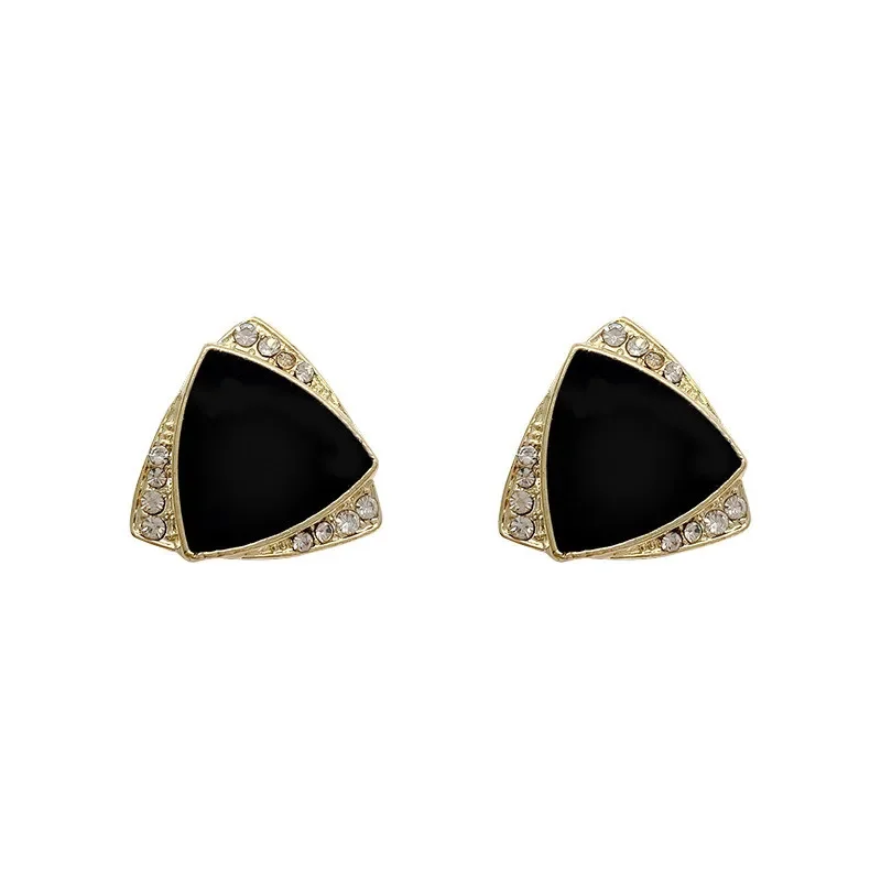 Black Triangle Stud Earrings Crystal Small Geometric Statement Girls Mini Earrings Korean New Fashion Ear Jewelry Pendientes