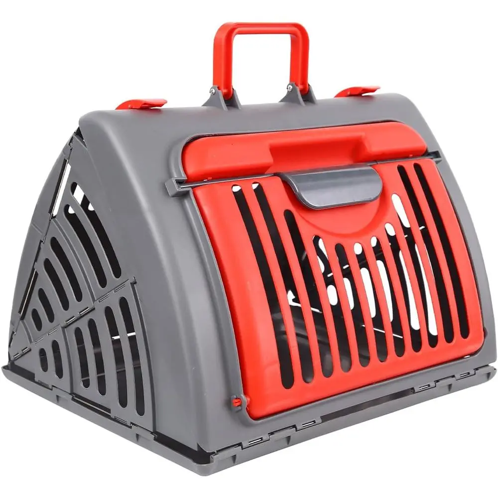 

Travel Cat Carrier, Small Cat Carrier Hard Up to 25lbs, 18 Lx14.5 Wx14 H Front Open Type Plastic Cat Carriers, Red